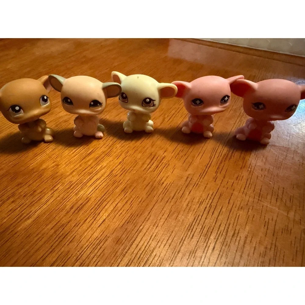 Littlest Pet Shop Mouse Lot of 5 Vintage Hasbro LPS Mice Pink Tan Cream Figures